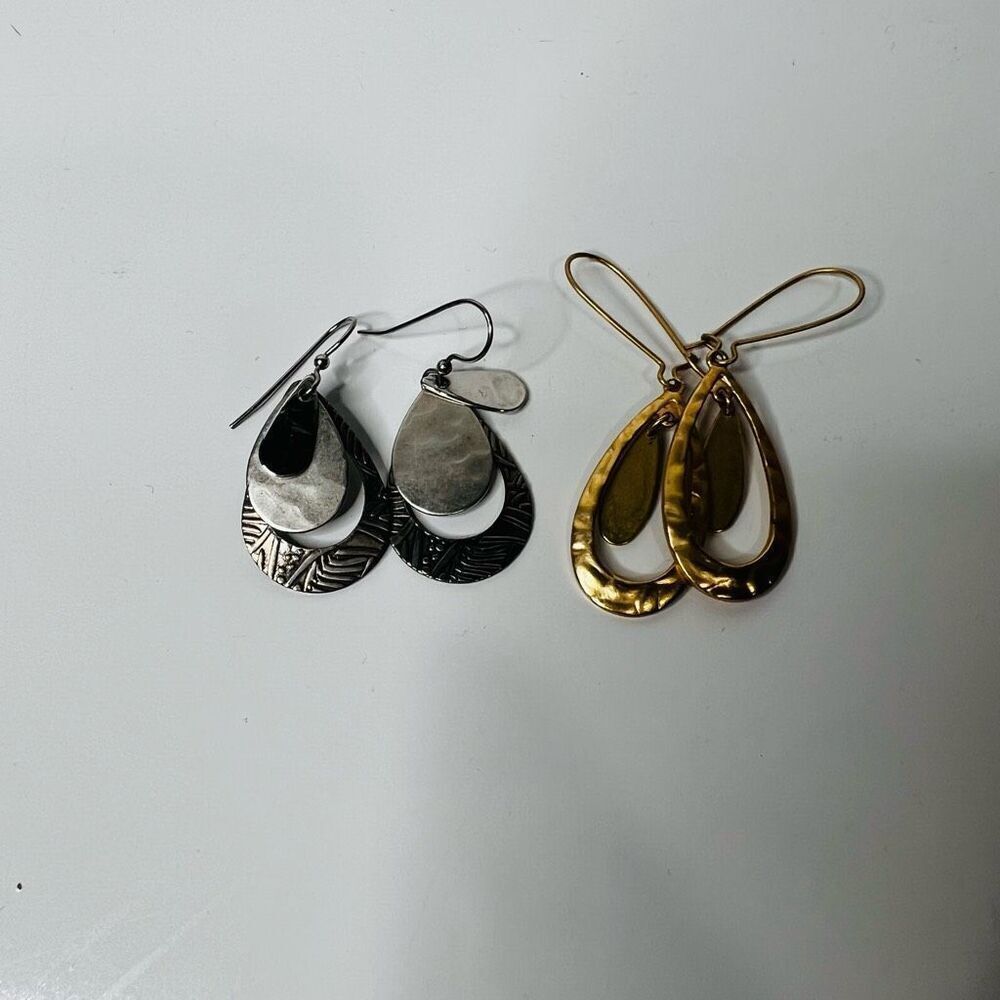 Silver and Gold colored Drop Dangle Earrings Bundle